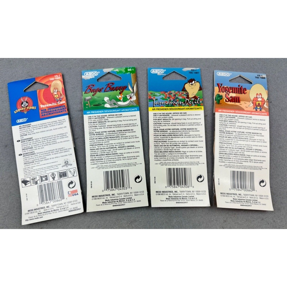 Lot of 4 Vintage 1996 Looney Tunes Air Freshners by‎ MEDO Bugs Taz Yosemite Sam - Picture 6 of 8
